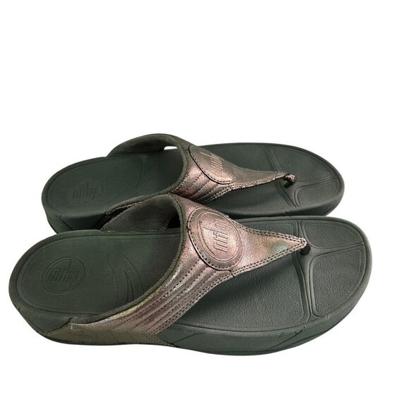 Fitflop Walkstar Bronze Leather Thong Comfort Sandals Size 10 - Picture 1 of 7